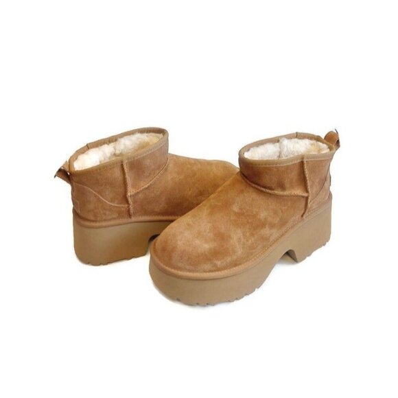 UGG Classic Womens Size 9 Ultra Mini New Heights Platform Boots Chestnut 1158311 - Picture 8 of 8